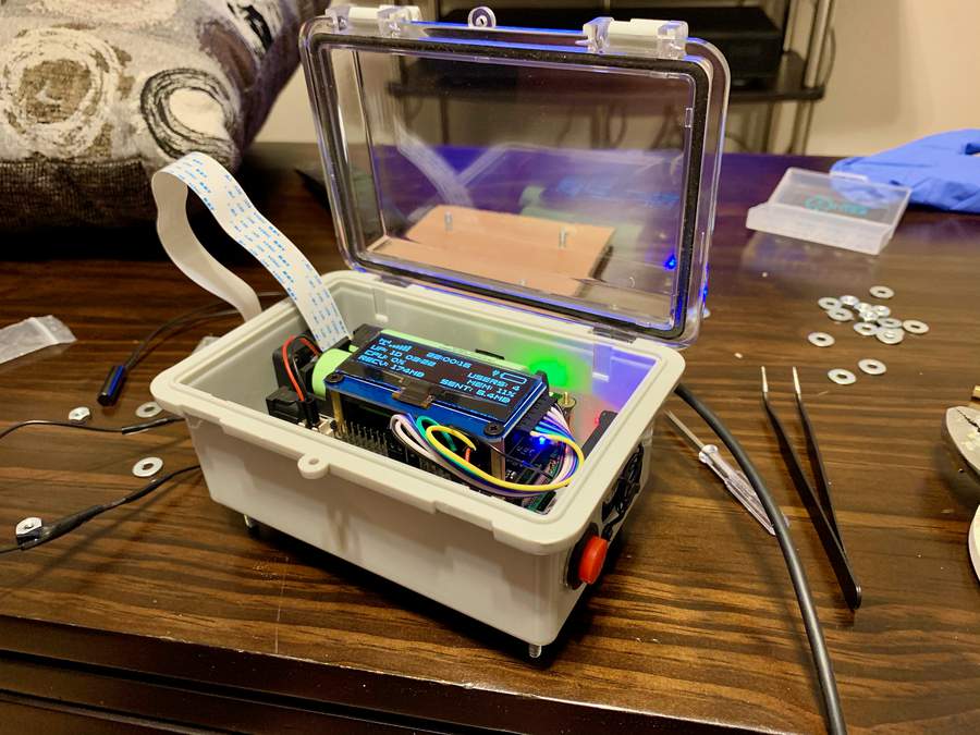 Pi installed into case and powered on.
