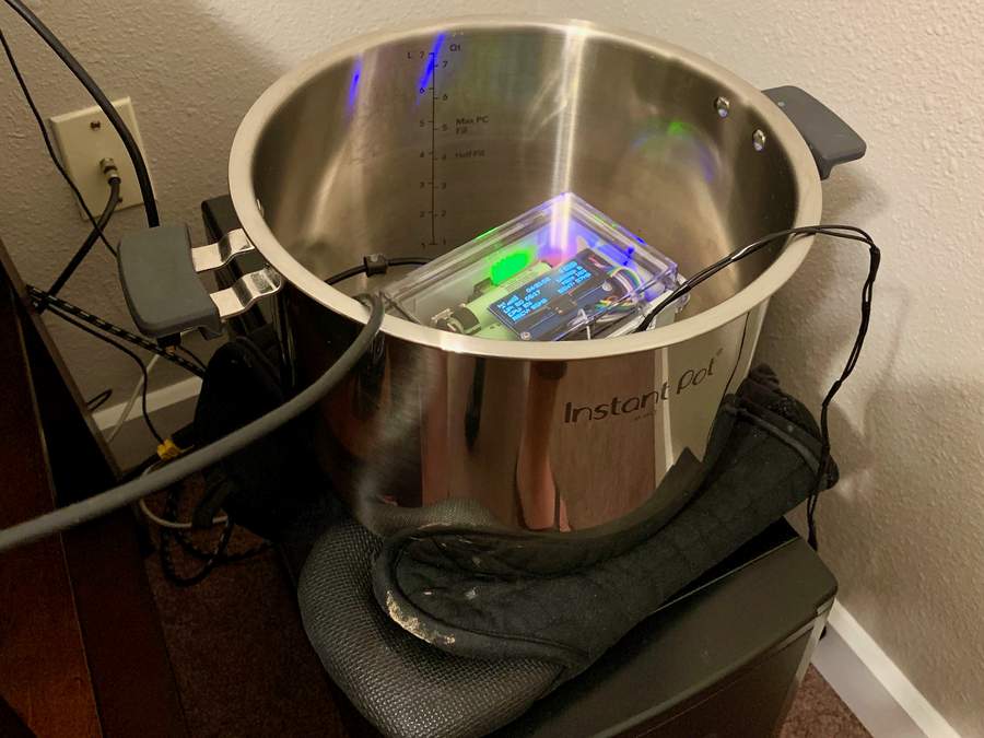 Pi sitting in an Instant Pot.