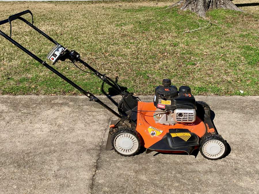 Lawnmower with Pi attached outside.